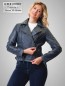 Preview: Damen Lederjacke kurz schräger Reißverschluss echtes Leder blau