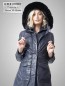 Preview: langer Damen Lederparka blau vintage Kapuze