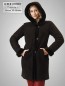 Preview: dunkelbraune Lammfelljacke Schaffelljacke lang Kapuze