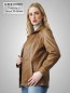 Preview: lange Damen Lederjacke braun Reissverschluss