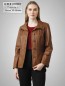 Preview: leichte halblange braune Damen Lederjacke Knöpfe