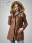 Preview: Damen-Lederparka mit abnehmbarer Kapuze und abnehmbarem Pelzrand