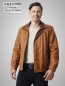 Preview: kurze braune echte Herren Lederjacke Blouson