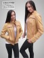 Preview: leichte Damenlederjacke cognag Biker Stehkragen vintage