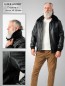 Preview: robuste kurze Herren Lederjacke schwarz sportlich Lammfellkragen