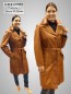 Preview: Leder Mantel Damen cognac Gürtel