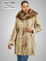 Preview: lange Damen Lammfelljacke mit Pelzkragen