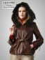 Preview: halblange braune Damen Lammfelljacke mit Kapuze
