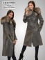Preview: grau Lammfell Mantel Dame Kragen