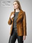Preview: Dame Leder-Sakko lang cognac Knöpfe