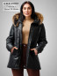 Preview: Damen Leder-Parka abnehmbare Kapuze mit Fellrand