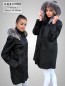 Preview: lange leichte Damen Lederjacke in echtem Lammnappa mit Kapuze abnehmbar in schwarz