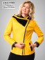 Preview: gelbe kurze Damen Lederjacke Kapuze echtes Leder