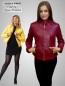 Preview: kurze rote Damen-Lederjacke mit Reißverschluss Stehkragen