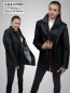 Preview: leichte lange schwarze Damen Lederjacke