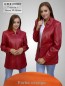 Preview: längere Damen Lederjacke in 1A Lammnappa mit Reißverschluss und rot