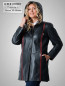 Preview: Damen Leder Kurzmantel mit Kapuze