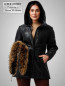 Preview: Damen Leder-Parka abnehmbare Kapuze mit Fellrand