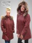 Preview: Damen-Lederparka mit abnehmbarer Kapuze und abnehmbarem Pelzrand