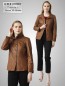 Preview: leichte kurze braune Damen Lederjacke Lammnappa