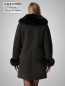 Preview: lange Damen Lammfellmantel dunkel braun
