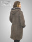 Preview: lange Damen Lammfelljacke mit Kapuze