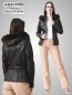 Preview: halblange Damen Lederjacke mit Kapuze