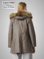 Preview: leichter wattierter Damen Lederparka Lederjacke mit abnehmbarer Kapuze