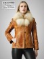 Preview: lange Damen Lederjacke Pelzkragen