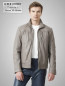 Preview: echte graue Herren Lederjacke Lammnappa sportlich