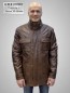 Preview: leichte wattierte lange Herren-Lederjacke in Lammnappa braun
