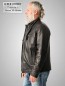 Preview: kurze Herren Lederjacke Stehkragen schwarz mit rausnehmbarem steppfutter