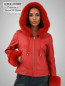 Preview: rote kurze gewachsene Damen Lammfelljacke Kapuze