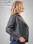 Preview: Echte Biker Damen Leder Jacke kurz anthrazit