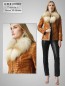 Preview: Damen Lederjacke lang Fell-Kragen