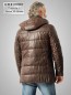 Preview: lange Herrenlederjacke braun abnehmbare Kapuze