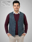 Preview: echte Lederweste Nubuck Kelner blau