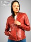 Preview: rote Kapuzen Lederjacke Damen echtes Leder