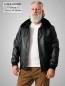 Preview: kurze schwarze Rindnappa Herrenlederjacke sportlich