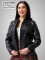 Preview: kurze sportliche Damenlederjacke mit Kapuze