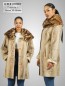 Preview: lange Damen Schaffelljacke mit Pelzkragen