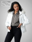 Preview: kurze weiße Damen Lederjacke mit Kapuze