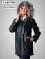 Preview: lange leichte Damen Lederjacke in echtem Lammnappa mit Kapuze abnehmbar in schwarz