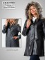 Preview: Damen Lederjacke weit lang Kapuze abnehmbar
