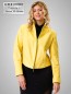 Preview: kurze gelbe Damen-Lederjacke mit Reißverschluss Stehkragen