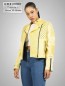Preview: gelbe kurze Biker Damen Lederjacke Lammnappa Nieten