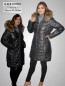 Preview: gesteppter Damen Ledermantel mit Kapuze