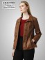 Preview: leichte halblange braune Damen Lederjacke Lammnappa