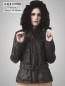 Preview: halblange Damen Lederjacke mit Kapuze
