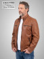 Preview: kurze Herren Biker Lederjacke cognac